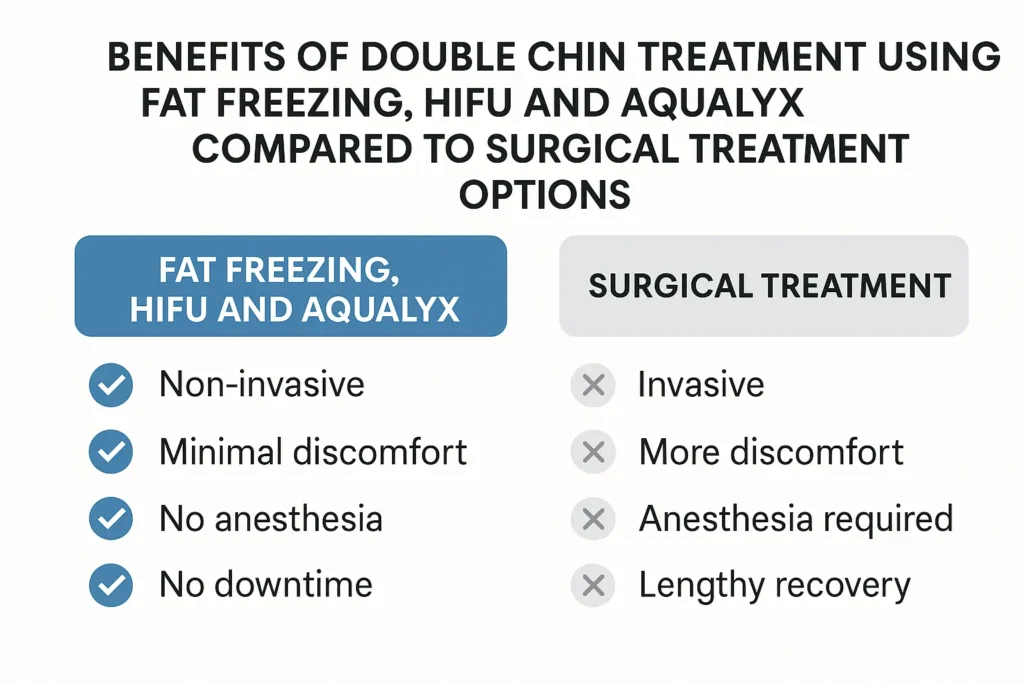 Graphic about the benefits of double chin treatment Batley - from LA LIPO