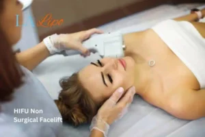 Woman having Hi-Fu to reduce wrinkles Batley.