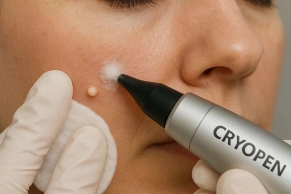 Woman receiving milia removal treatment Batley